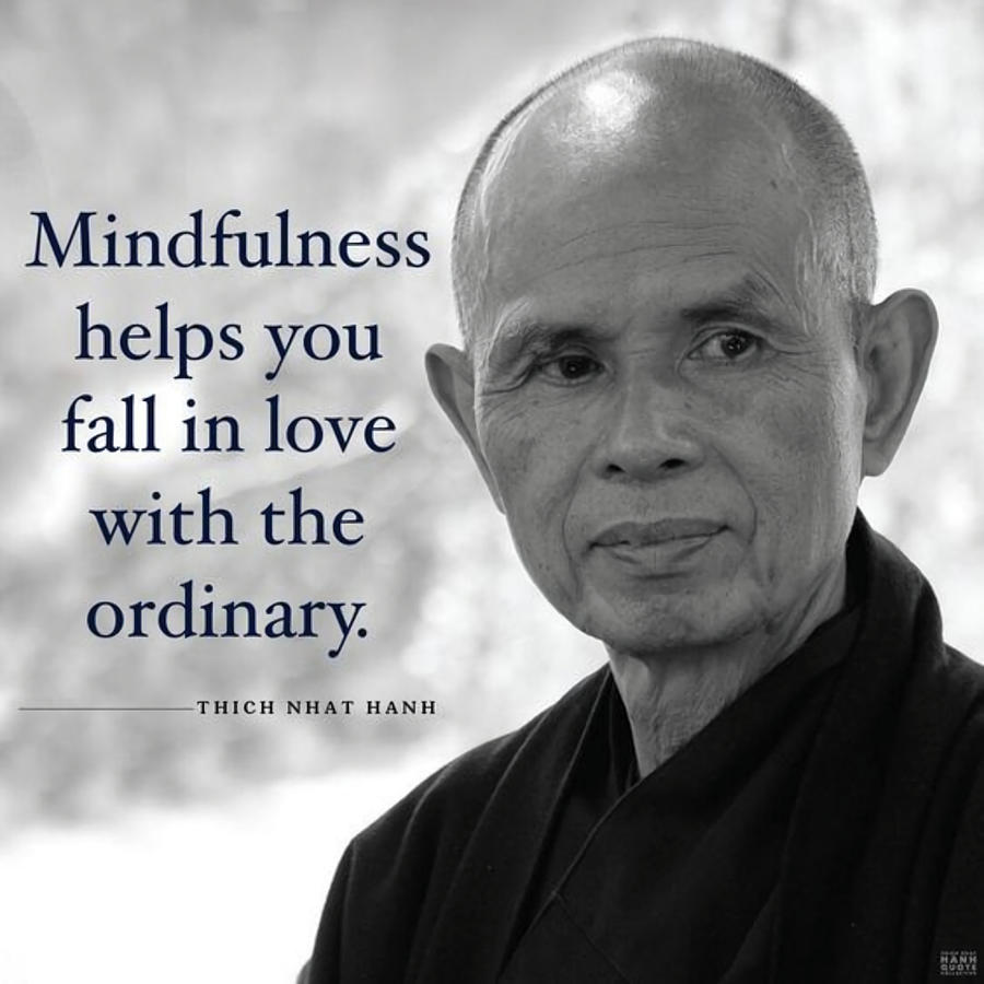 Thich Nhat Hanh Quote on Mindfulness Poster Painting by Suzanne Tara ...