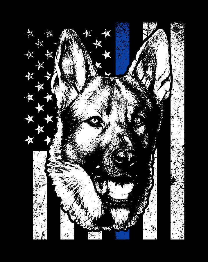 Thin Blue Line Flag K9 German Shepherd Police Dog Digital Art by ...