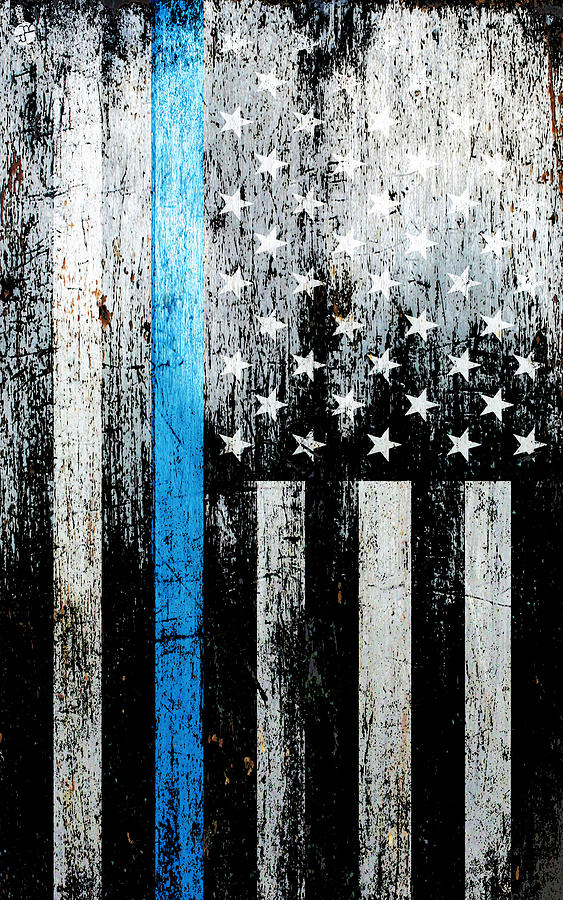Thin Blue Line Support Police Back The Blue Flag Gift T-Shirt Painting by Tony Rubino
