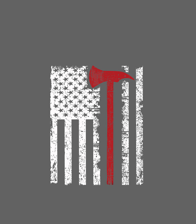 Thin Red Line Firefighter Axe American Flag Digital Art by Aaylap Faust ...