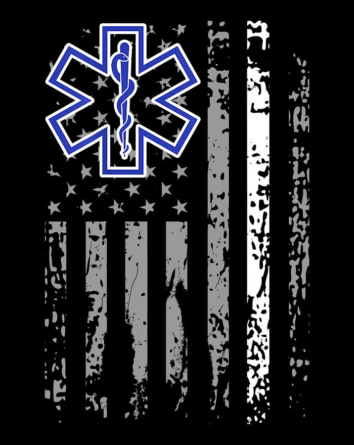 Thin White Line EMS EMT Paramedic American Flag Back Print.png Digital ...