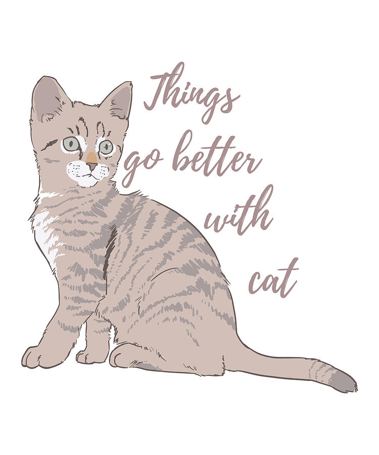 Animal Drawing - Things go better with cat by Mounir Khalfouf