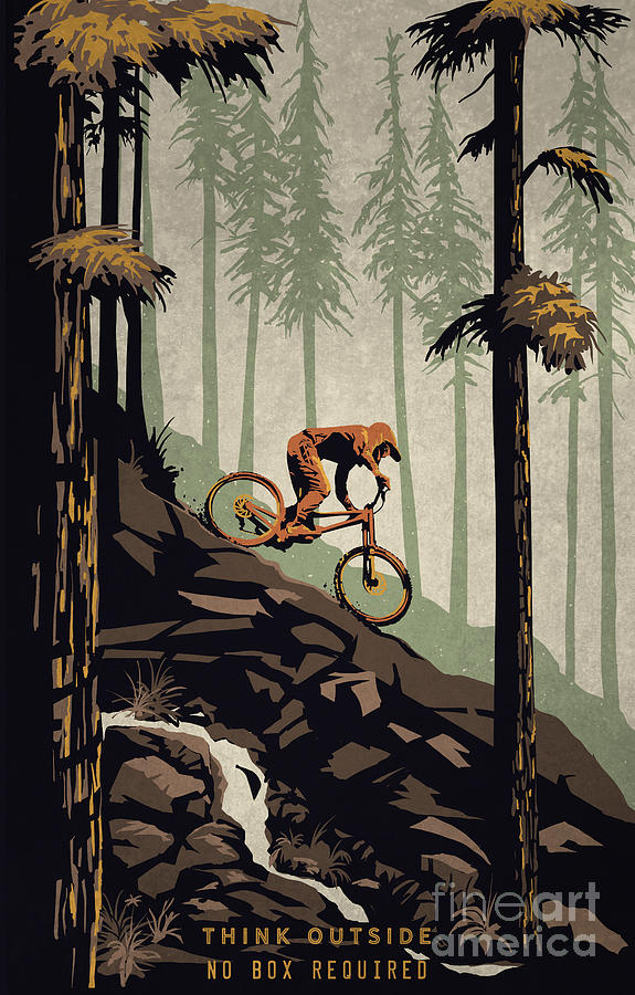 Mountain Bike Painting - Think Outside No Box Required by Sassan Filsoof