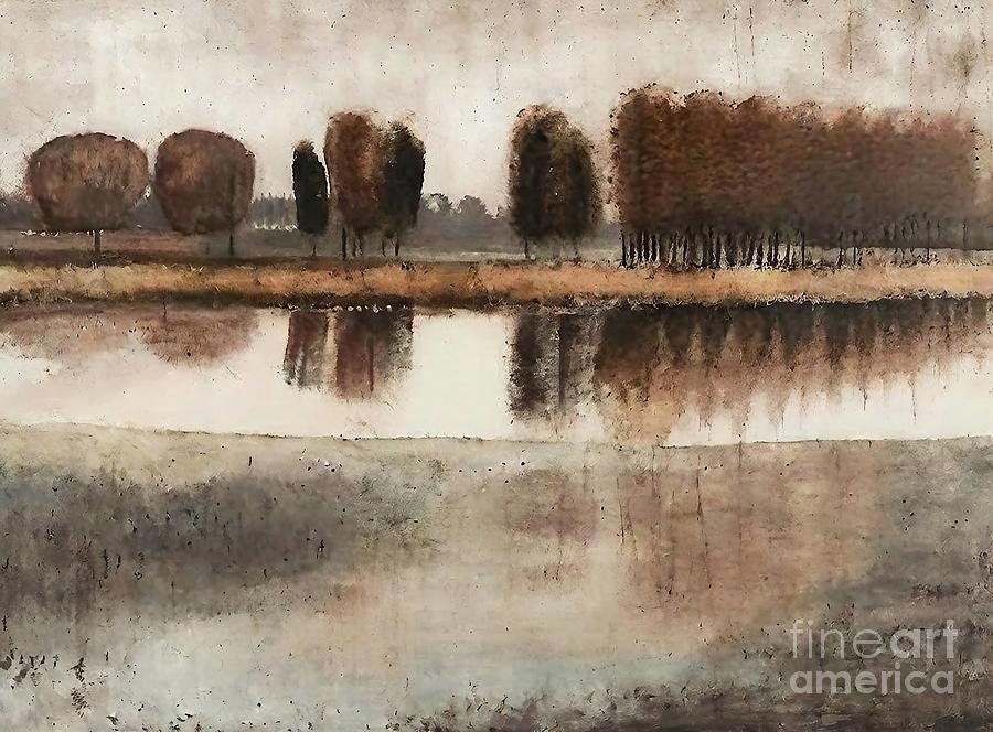Winter Painting - Think Things Over Painting winter lake water cold trees background beautiful chill cold damage dirt effect forest grunge lake landscape nature outdoor pond reflection river season surface water by N Akkash