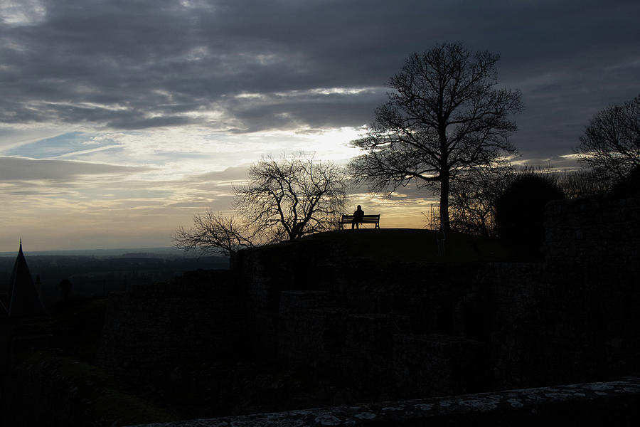 Thinking at dusk in the castle ruins Photograph by Avenue Des Images Thinking at dusk in the castle ruins Photograph by Avenue Des Images