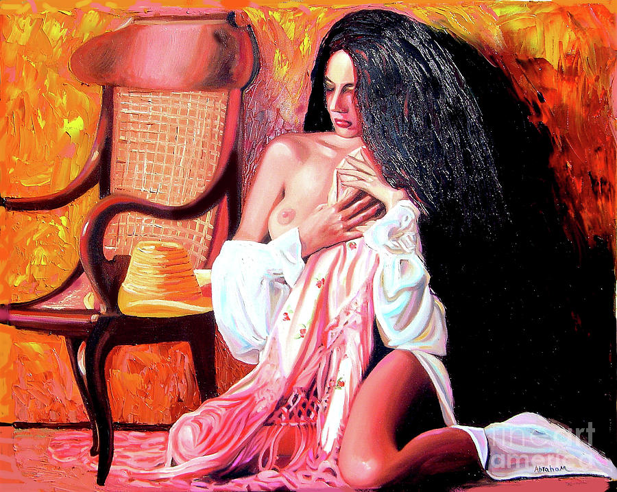 Cuba Painting - Thinking by Jose Manuel Abraham