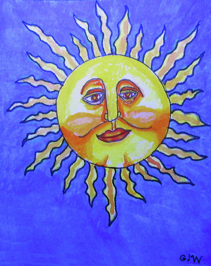 Sun Face Painting - Thinking Sun by Gordon Wendling