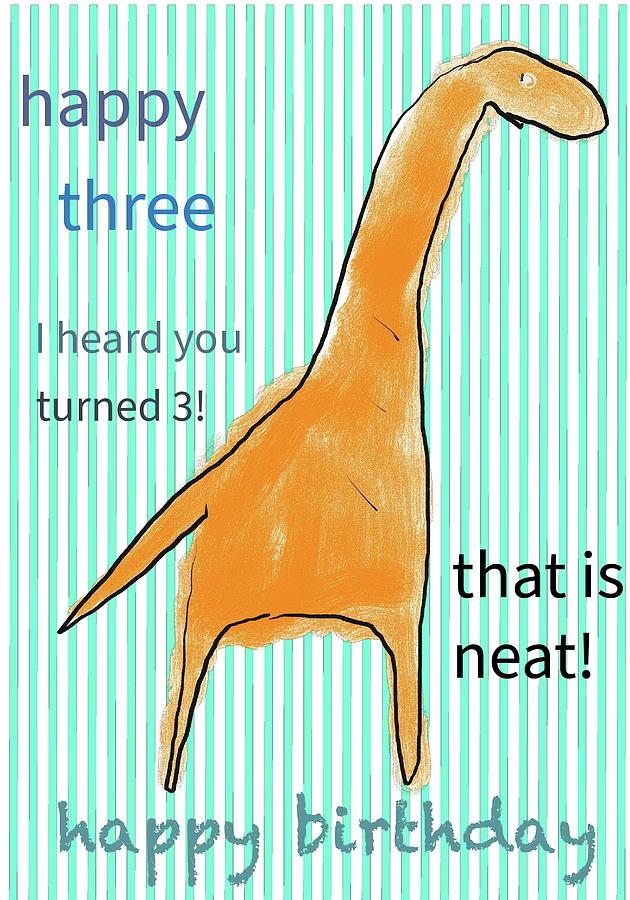 Third Birthday Dinosaur Digital Art by Ashley Rice