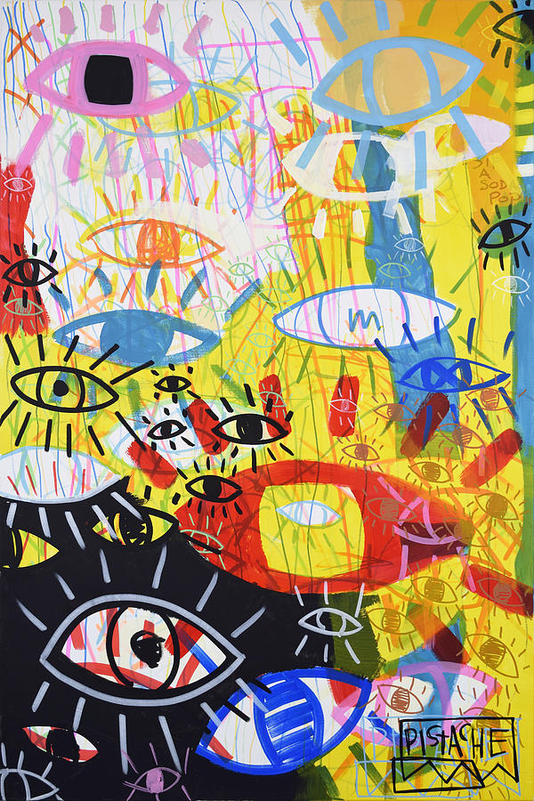 Third Eye Meditation Yellow Painting by Pistache Artists