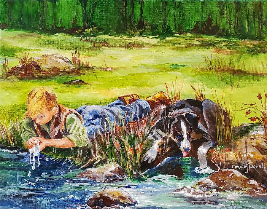 Dog Painting - Thirst Quincher by Carole Powell