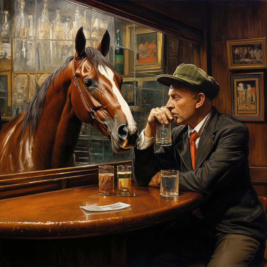 Horse Painting - Thirsty as a horse by My Head Cinema