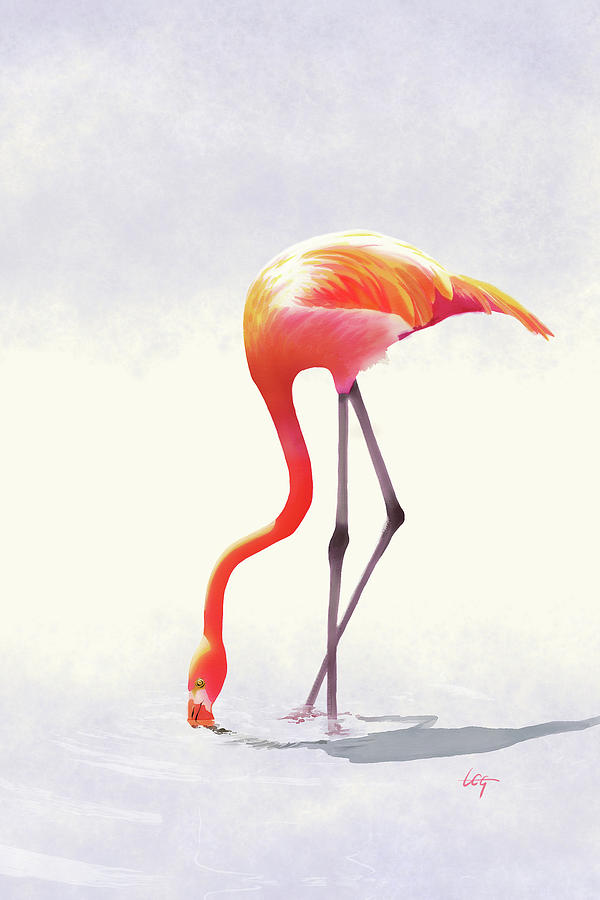 Thirsty Flamingo Painting by Tom Gehrke
