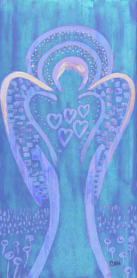This Angel Loves Blue Painting by Corinne Carroll