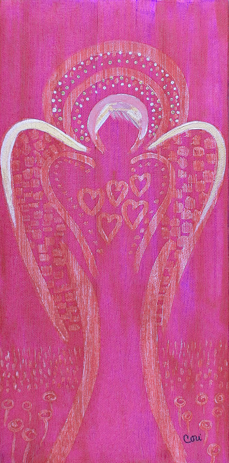 This Angel Loves Pink Painting by Corinne Carroll