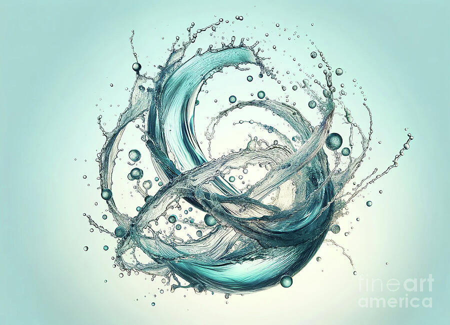 This image shows a fluid, dynamic intertwining of water splashes Digital Art by Odon Czintos