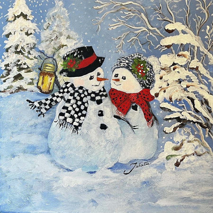 This is a Fine Snowmance Painting by Juliette Becker