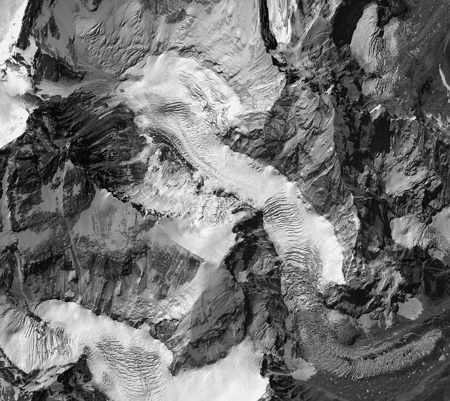 This is DigitalGlobe imagery of the avalanche on Mount Everest near Everest Base Camp that killed sixteen Nepalese guides. Photograph by DigitalGlobe/ScapeWare3d