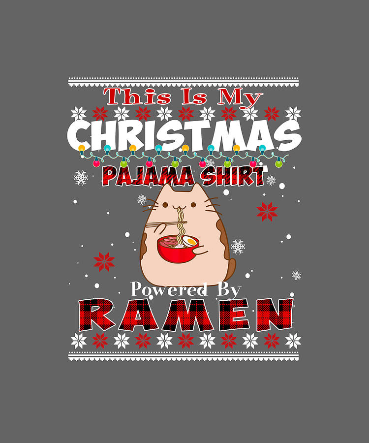 This is My Christmas Pajama tee Powered by Ramen Santa Cat Unisex Hoodie 