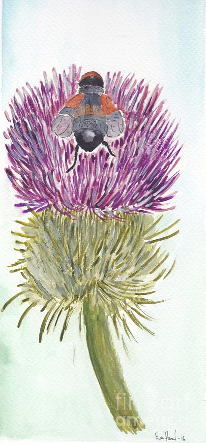 Thistle and Bee Painting by Eva Ason