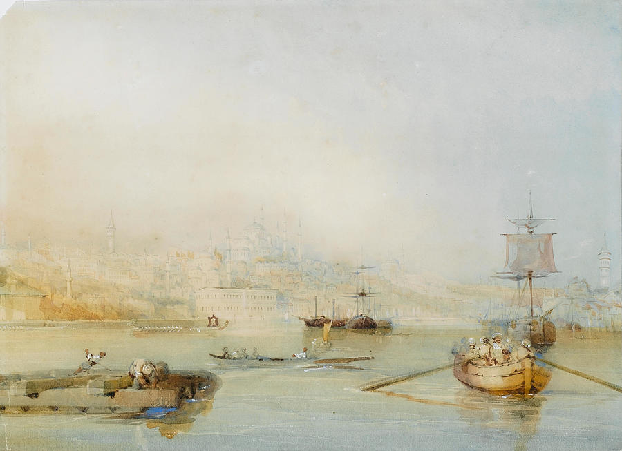 Thomas Allom Constantinople from the entrance of the Golden Horn Painting by Artistic Rifki