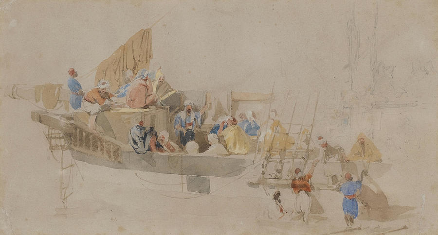 Thomas Allom  Study of Arabs on board a ship Painting by Artistic Rifki