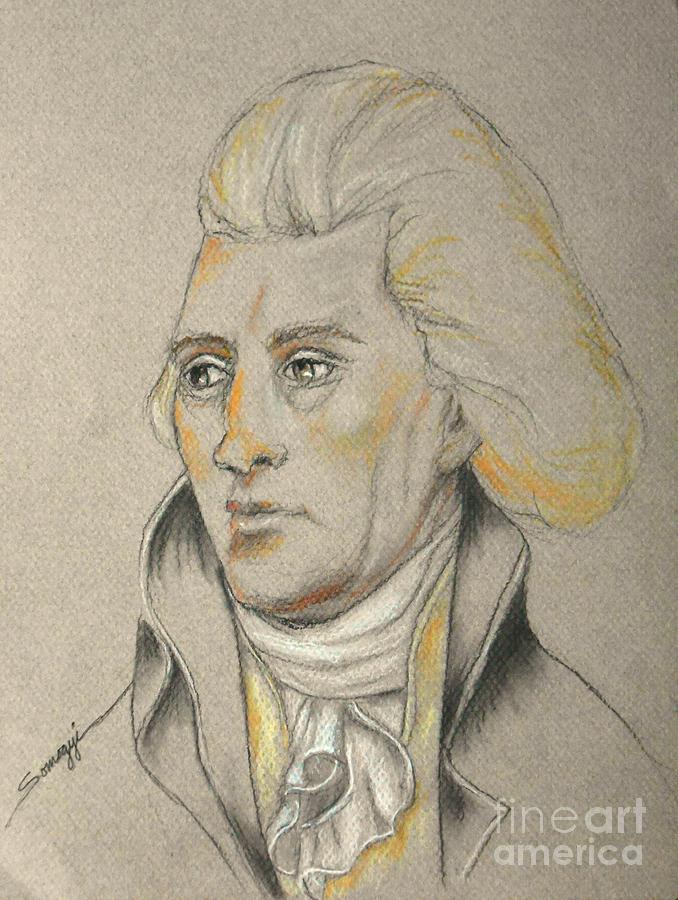 Thomas Jefferson Drawing by Jayne Somogy