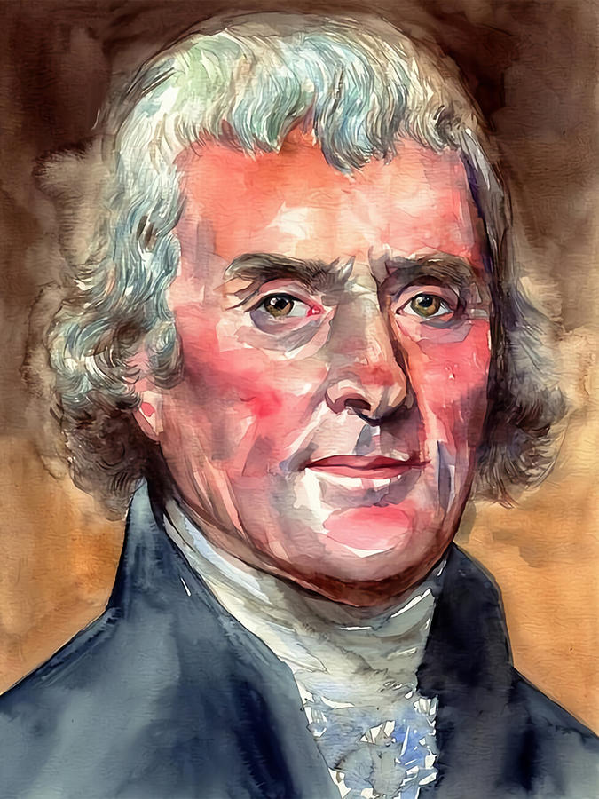 Thomas Jefferson Portrait Watercolor Art Digital Art by Michele Loomis ...