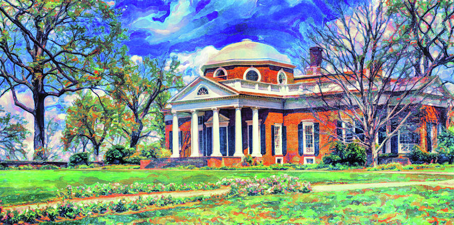 Thomas Jeffersons Monticello, Near Charlottesville, Virginia - Digital Painting Digital Art