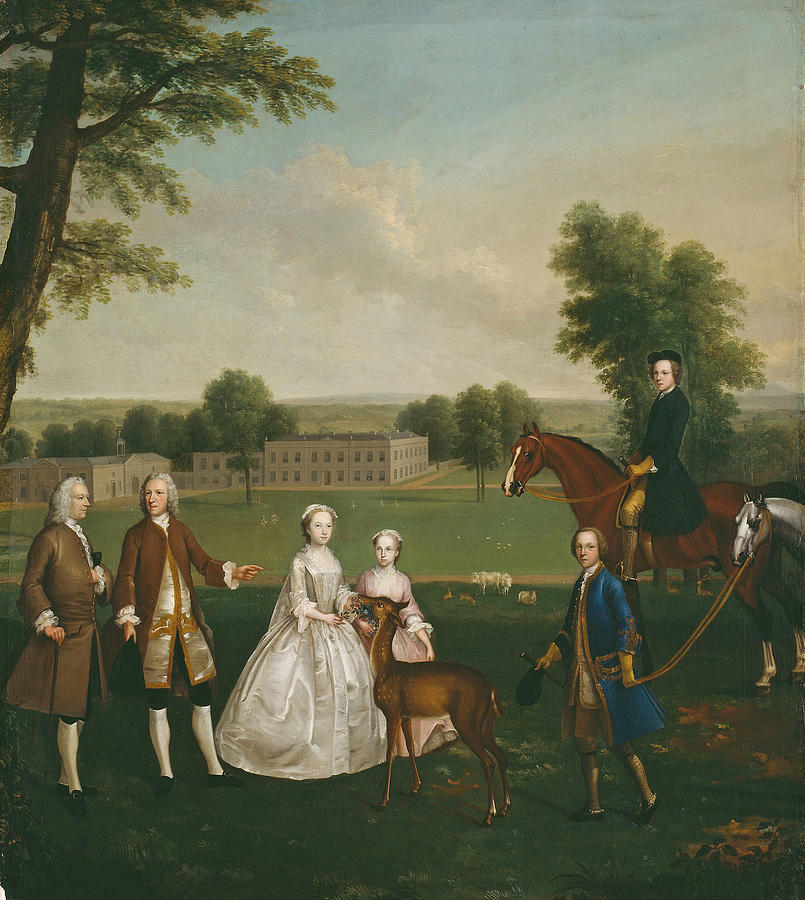 Thomas Lister and Family at Gisburne Park Painting by Arthur Devis