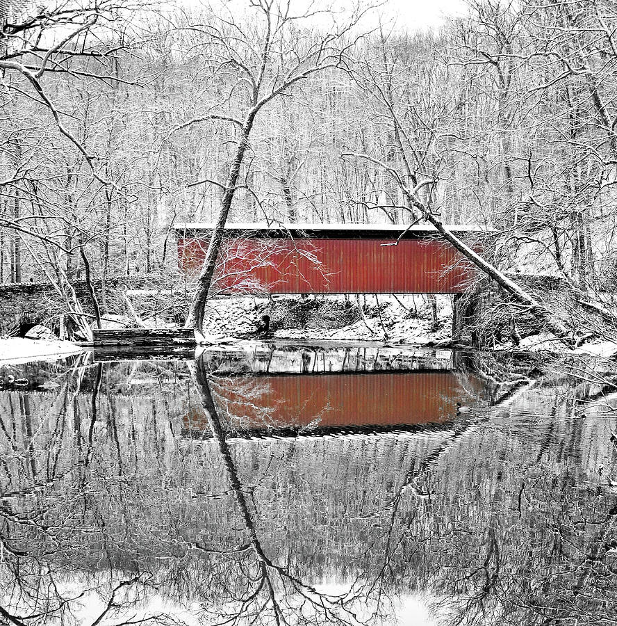Thomas Mill Bridge in the Wissahickon Valley in Selected Color Photograph by Philadelphia Photography