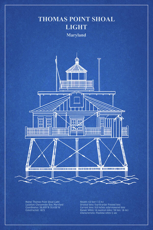 Lighthouse Digital Art - Thomas Point Shoal Light Lighthouse - Maryland - AD by SP JE Art