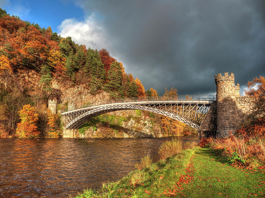Thomas Telfords 1812 River Spey Bridge At Craigellachie Drama Sky Highland Scotland  Digital Art by OBT Imaging