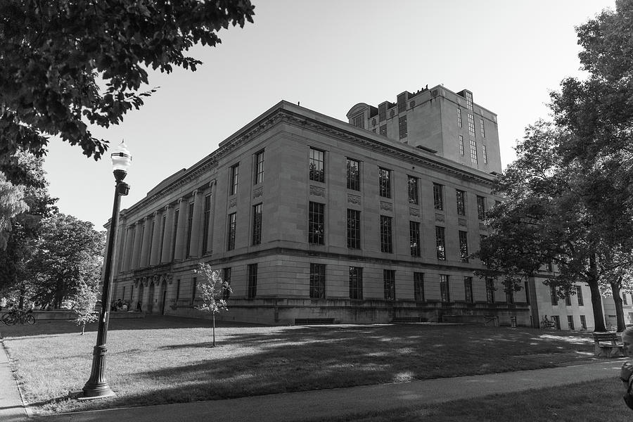Thompson Library at Ohio State University in black and white Photograph by Eldon McGraw
