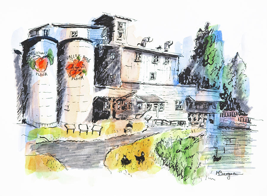 Thompsons Mill  Drawing by Mike Bergen