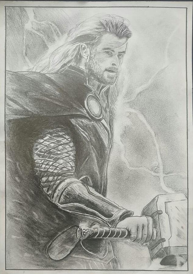 Thor: Ragnarok Pencil and Watercolour Portrait Drawing Print - Etsy Israel