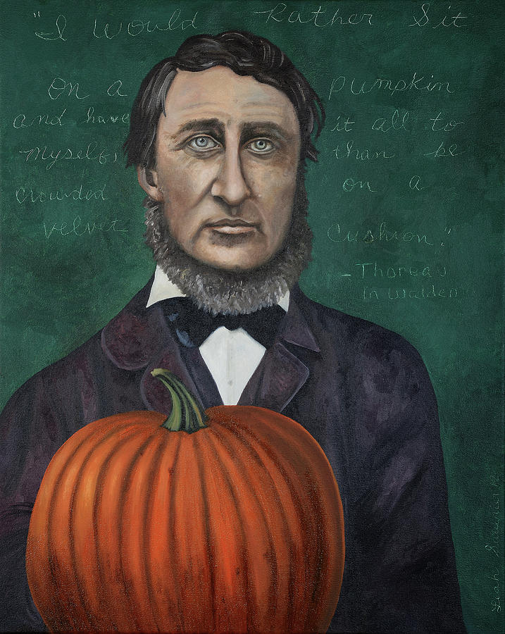 Thoreau With Pumpkin Painting by Leah Saulnier The Painting Maniac