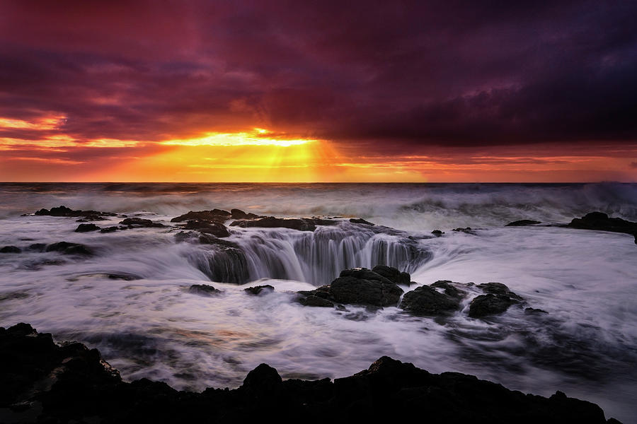 Thor's Well Sunset Photograph by Huizhi Fu - Fine Art America