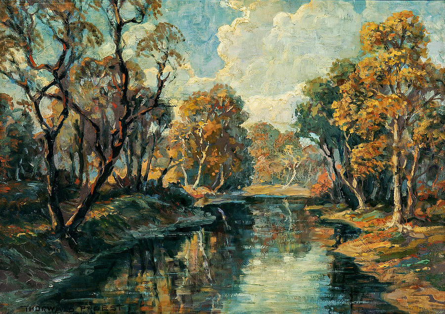 Thorwald Probst 1886 1948 Los Angeles Ca  Eastern Autumn Painting