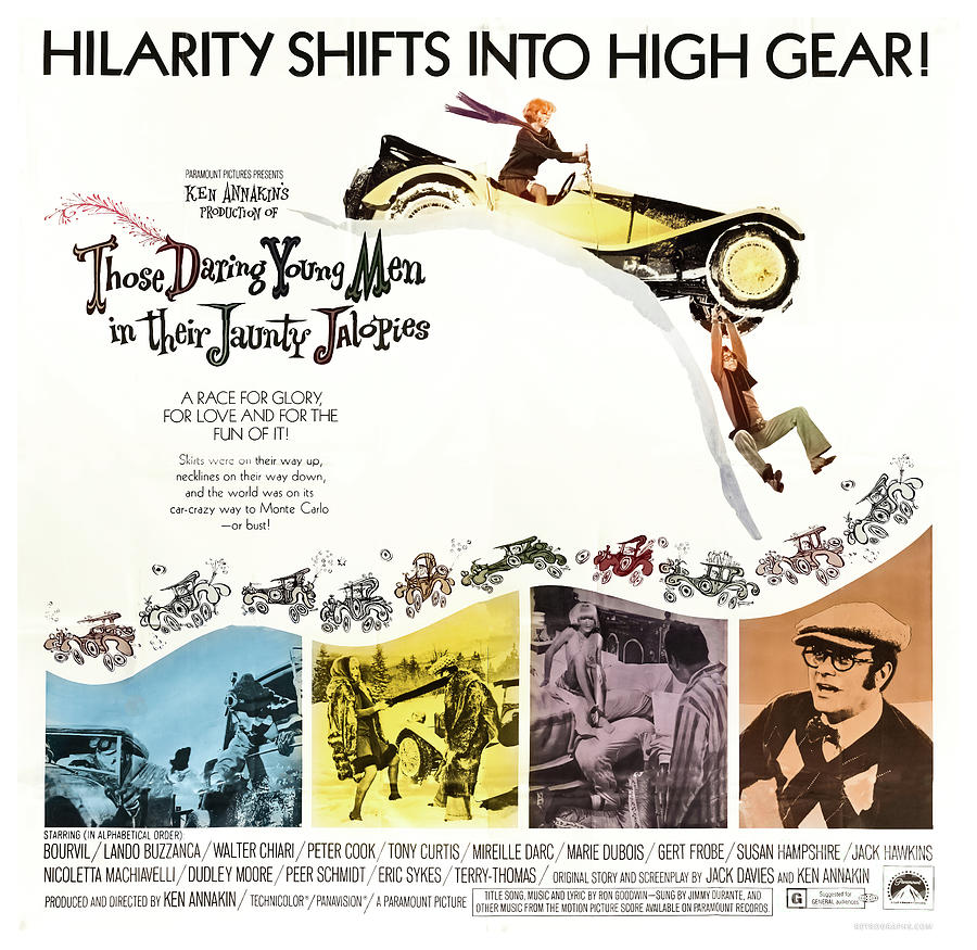 Those Daring Young Men in Their Jaunty Jalopies movie poster 1960s. Mixed Media by Retrographs