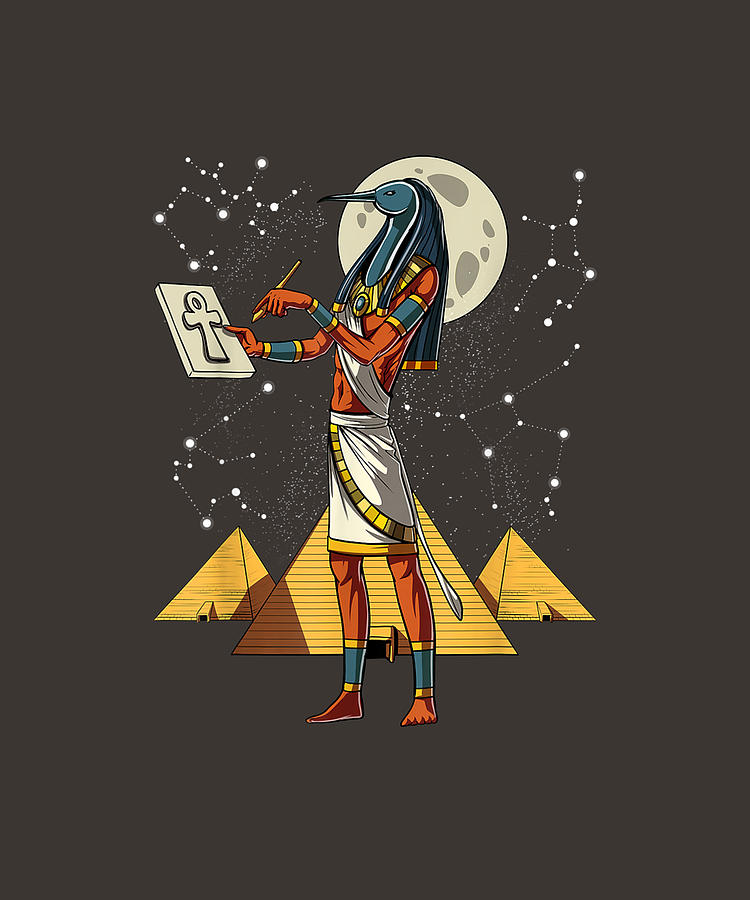 Thoth Egyptian God Ancient Egyptian Pyramids Ankh Symbol T-shirt ...
