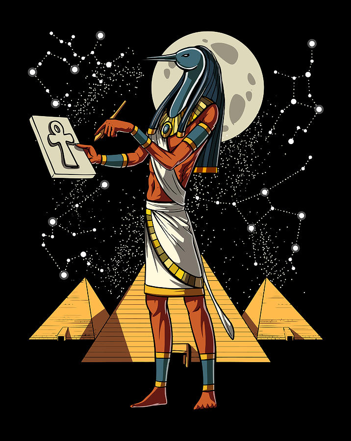 Thoth Egyptian God Ancient Egyptian Pyramids Ankh Symbol Digital Art by ...