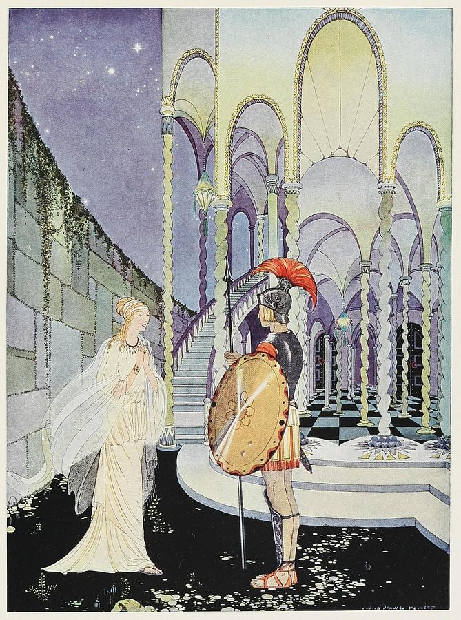 Fantasy Drawing - Thou hast slain the monster cried Ariadne clasping her hands  by Virginia Frances Sterrett American