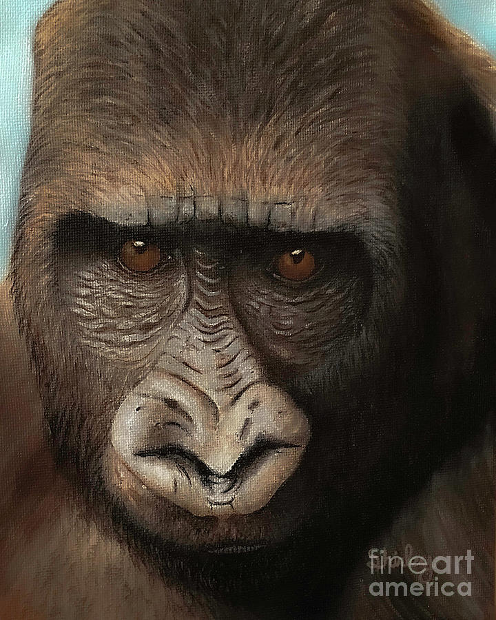 Thoughtful Gorilla Painting by Shirley Dutchkowski