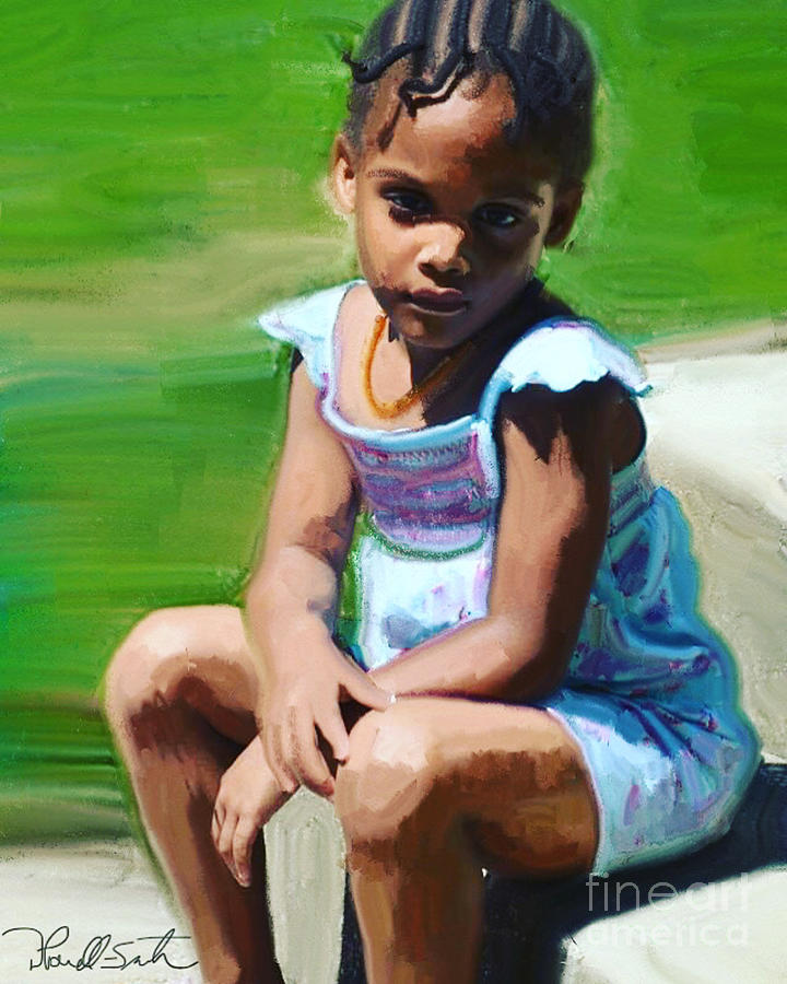 Thoughtful Leilani Painting by D Powell-Smith