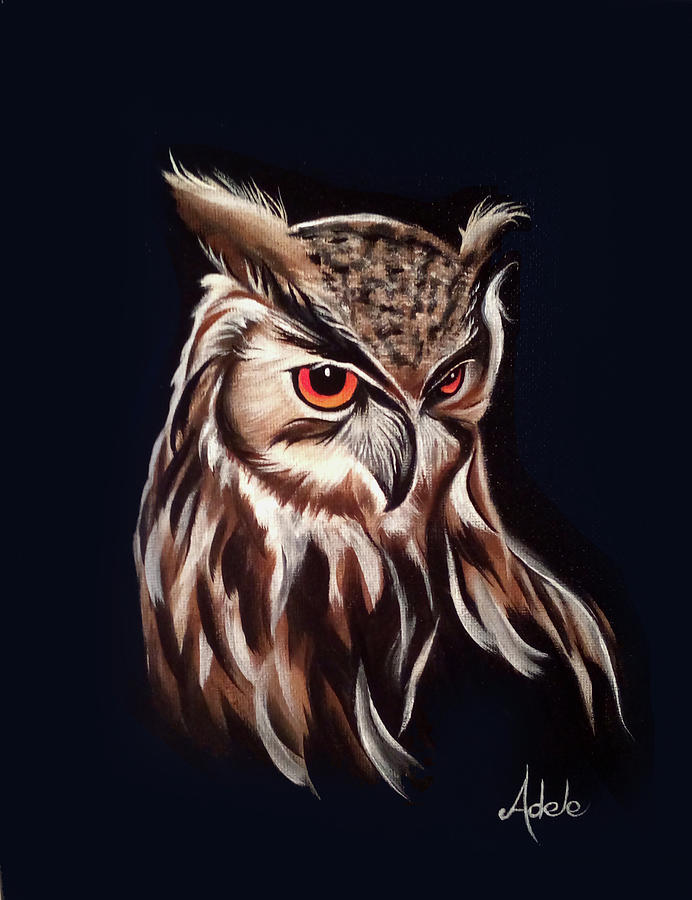 Thoughtful Owl Painting by Adele Moscaritolo