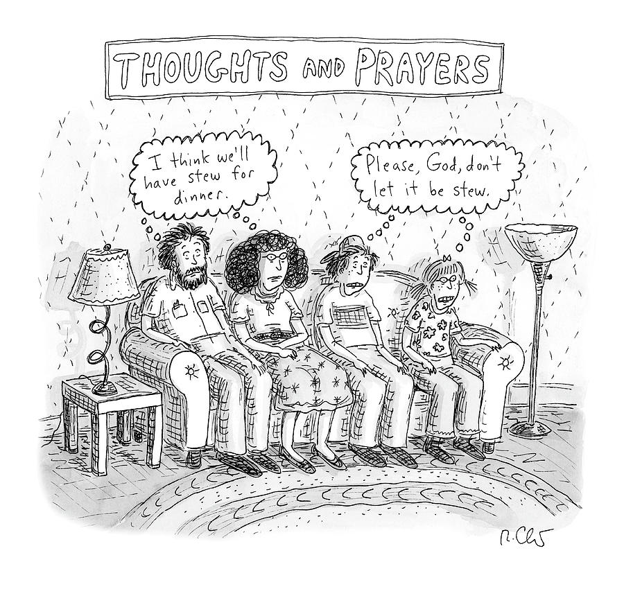 Family Drawing - Thoughts And Prayers by Roz Chast