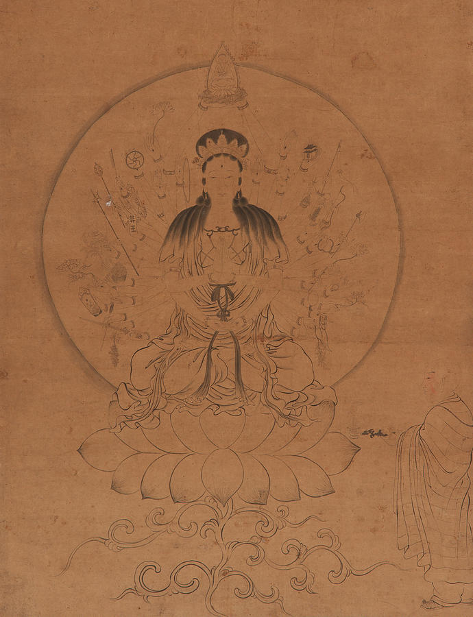 Thousandarmed Thousandeyed Bodhisattva Avalokiteshvara Drawing by