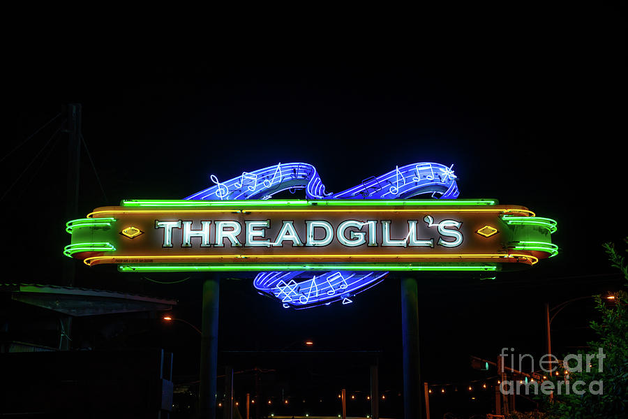 Threadgills World Headquarters Neon Sign  Photograph by Bee Creek Photography - Tod and Cynthia