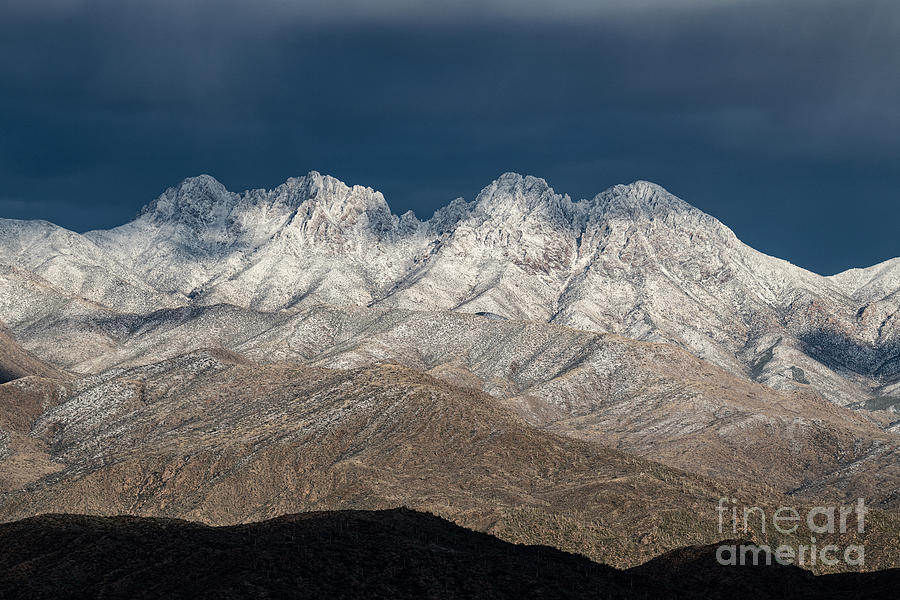 Threatening Winter Storm over Four Peaks Digital Art by Tammy Keyes