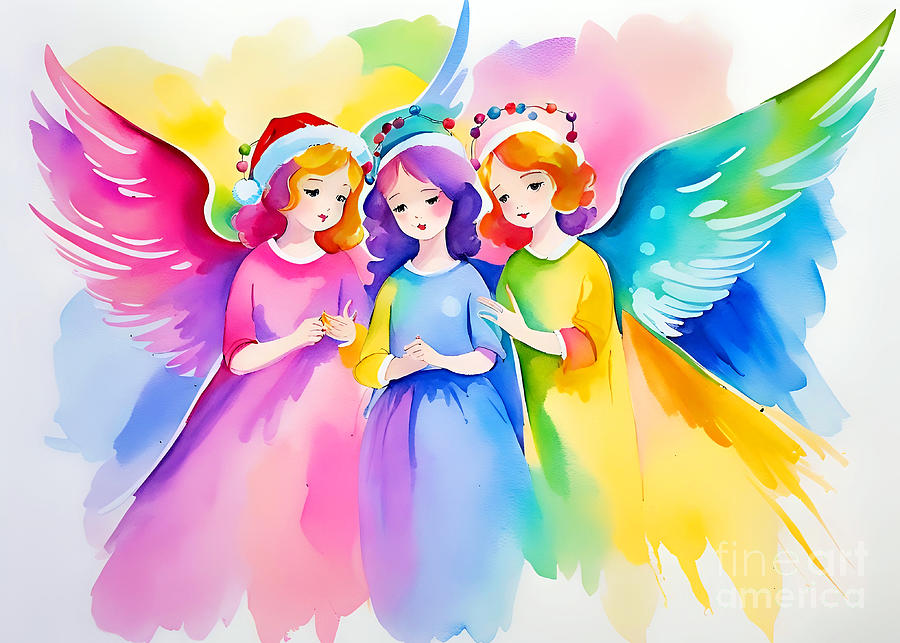 Three Angels I Painting by Munir Alawi